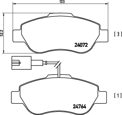 Produktbild von Brembo Bremsbelagsatz, Scheibenbremse Vorderachse P 23 107