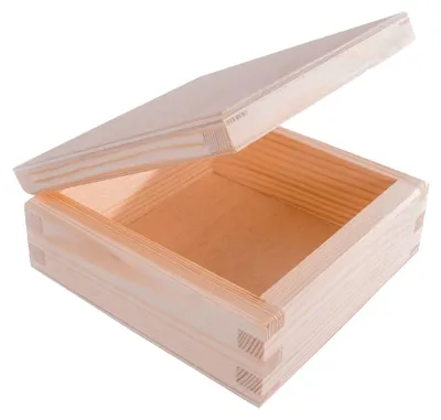 Produktbild von Holzkiste 15 x 15 x 5,5 cm mit Deckel, Aufbewahrungsbox, Deko-Holzkiste, Naturholzkiste, Aufbewahrungsbox, Bastel- und Geschenkbox, Schmuckkästchen