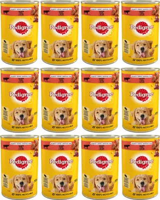 Produktbild von Pedigree Adult - Nassfutter für ausgewachsene Hunde mit Rindfleisch in Gelee, 12x1200g Dose