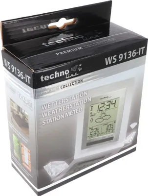 Produktbild von Technoline WS 9136-IT, Edelstahl, Weiß, Innen-Thermometer, Außen-Thermometer, Thermometer, Thermometer, Kunststoff, -9,9 - 37,8 °C