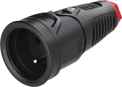 Zdjęcie produktu dla PCE Gniazdo Gumowe Wtyczkowe 16A 230V 2410-SRW Czarne Uniwersalne 1szt