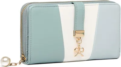 Produktbild von Damen-Geldbörse aus mit RFID-Schutz 12 Kartenfächern großem Design Reißverschluss, stilvoll und ideal als Geschenk.