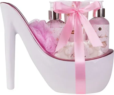 Produktbild von Geschenkset Pflegeset Badeset Welllness Damen Stiletto mit 5 Pflegeprodukten