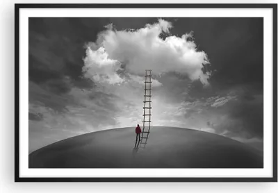 Produktbild von Gerahmtes Poster - Schwarzer Rahmen - Symbol Leiter Himmel - 91,5x61 cm - Wand Bild - Wanddeko - Wandbilder - Kunstposter - Wandposter - Bilderrahmen - Bilder - Kunstdruck - P2BAA91x61-4900