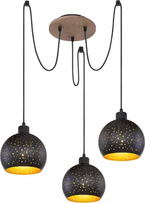 Produktbild von Pendellampe, Holz, schwarz, gold, H 225 cm