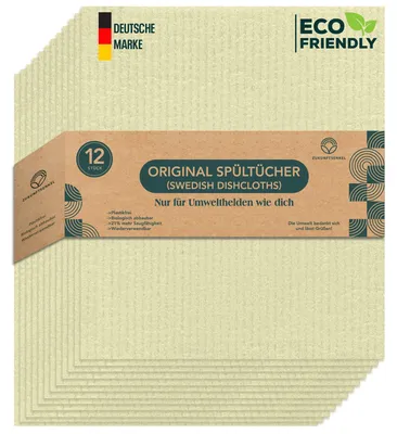 Zweedse Spültücher, biologisch abbaubar, gelb, 12 Stück