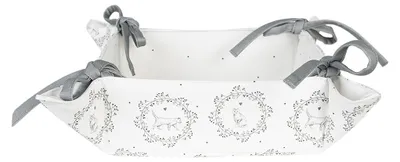 Immagine prodotto di Clayre & Eef Cestino per il pane 35x35x8 cm Bianco Grigio Cotone Gatto