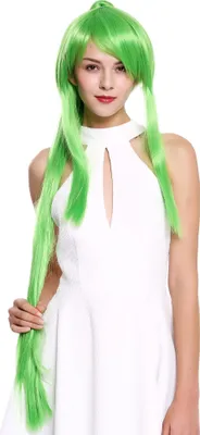 Produktbild von WIG ME UP Perücke Lang Zopf Strähnen Grün Cosplay YZF-7042+A-TF2605