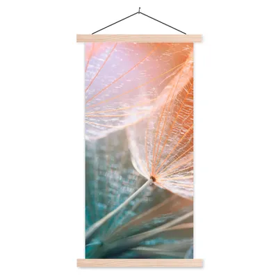 Produktbild von MuchoWow® Textilposter Blume - Löwenzahn - Pflanze 60x120 cm mit holzfarbenen Rahmen - Holz
