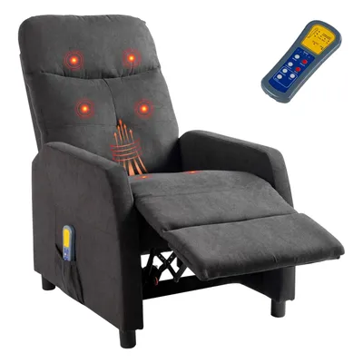 Produktbild von FCH Massagesessel, Elektrisch, Dunkelgrau, mit Wärme- und 6-Punkt-Massage (Kopf, Nacken, Rücken, Beine), aus Puppenbaumwolle, Kiefernholz, Taschenfederkern, max. 120 kg, Seitentasche für Fernbedienung