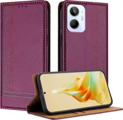 Produktbild von Handyhülle für Realme 10 4G Leder Flip Klappbare Schutzhülle mit Standfunktion Lila