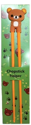 Produktbild von 065 Essstäbchen Chopsticks + 1 Clip Essstäbchenhelfer aus Gummi, Motiv Bär