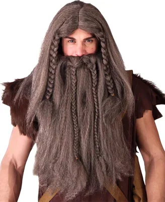 Produktbild von Perücke Barbaar Viking Braun mit mit baard und snor