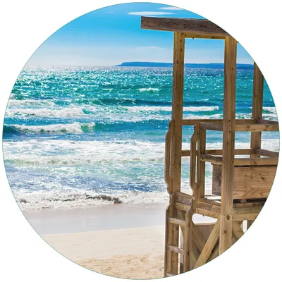 Produktbild von Wallario Premium Glasbild, freischwebende Optik, kräftige Farben, rund 50cm Durchmesser, Motiv Badestrand - Mallorca Spanien