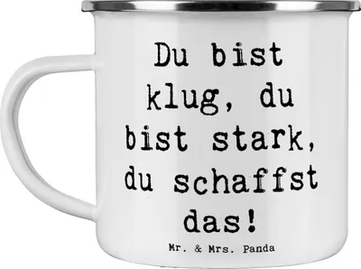 Produktbild von Mr. & Mrs. Panda becher emaille Spruch Erster Schultag Motivation - Weiß - Geschenk, Haferl, Pott, besonderer Moment, Trost, für den Schulanfang, Zuversicht, Ermutigung
