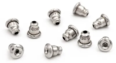 Produktbild von Vintageparts Ohrstopper für Ohrstecker Edelstahl 304 silberfarben 5 mm, 10 Stück