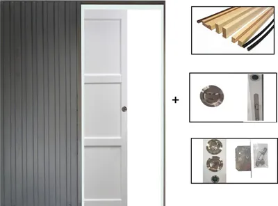 Image de Porte Coulissante Korya Blanc 3 panneaux H204 x L83 + SYSTEME de galandage et kit de finition inclus