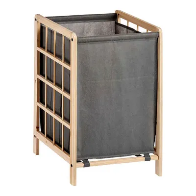 Produktbild von Kipit Kipit Wäschekorb Woodbox - mit Sammelwäschesack - 50 Liter Fach - 40 x 33 x 60 cm