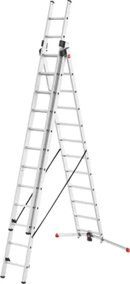 Zdjęcie produktu dla Hailo S100 ProfiLOT, aluminiowa drabina kombinowana 3-sekcyjna, 3x12 szczebli