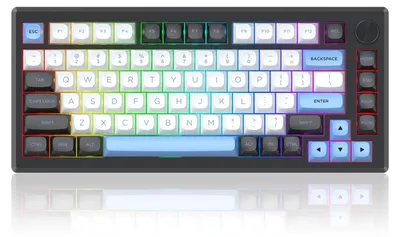 Zdjęcie produktu dla REDRAGON K732WLB-RGB-PRO URANUS PRO, 65%, Bezprzewodowy, USB + RF Wireless + Bluetooth, Mechaniczna, QWERTY, Czarny, Biały