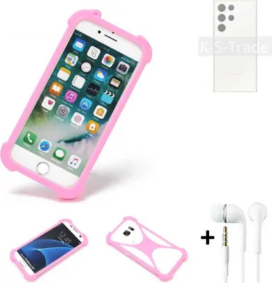 Produktbild von K-S-Trade Bumper + Kopfhörer kompatibel mit Samsung Galaxy S23 Ultra Handy Hülle Schutzhülle Silikon Schutz Hülle Cover Case Silikoncase