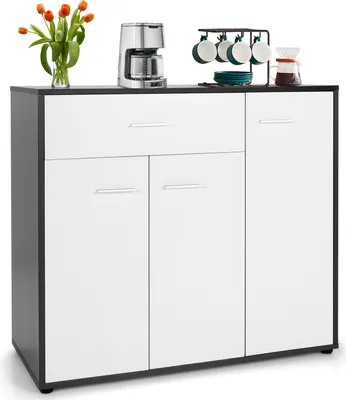 Produktbild von GOPLUS Kommodenschrank, Kommode mit Schublade & 3 Schranktüren, Küchenschrank mit verstellbarem Einlegeboden, Sideboard mit Stauraum, 88 x 40 x 80 cm
