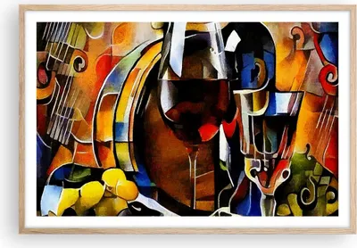Produktbild von Gerahmtes Poster - Rahmen in heller Eiche - Wein Abstraktion - 91,5x61 cm - Wand Bild - Wanddeko - Wandbilder - Kunstposter - Wandposter - Bilderrahmen - Bilder - Kunstdruck - Wandbild P2NAA91x61-3477