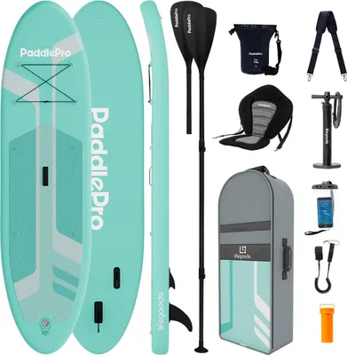 Produktbild von LifeGoods PaddlePro SUP Board - Luxus Set - Mit Sitz - Aufblasbares Paddle Board - Max. 150 KG - 320x81 cm - Mintgrün