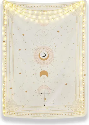 Produktbild von Mondphasen Wandteppich Mysteriöser Konstellation, Mond Wanddeko Psychedelic Teppich Gothic Wandteppiche Trippy Wandbehang Tapestry Wandtuch Boho Wand Deko (150 x 130 cm)