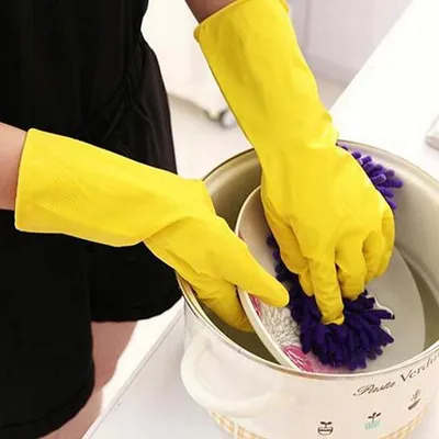 Produktbild von Einweghandschuhe QHome Gumove Rukavice Latex gelb Größe 8 M 1 Stück für Hygiene