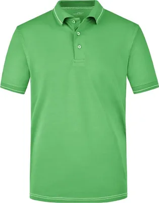 Produktbild von Hochwertiges Poloshirt mit Kontraststreifen lime-green/white, Gr. M