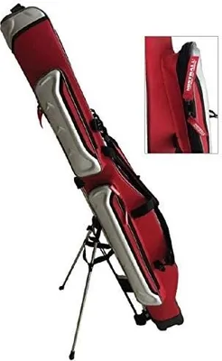 Obrázok produktu pre Puzdro na prúty Mistrall 3 priehradky červená/strieborná vystužená taška na prúty Puzdro Hardcase so stojanom 160cm