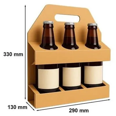 Zdjęcie produktu dla Pudełko na 3 piwa nosidełko 130x290x330mm skrzynka