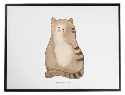 Produktbild von Mr. & Mrs. Panda Schreibunterlage Katze Sitzen - Weiß - Geschenk, schreibtischunterlage, schreibtischunterlagen, Herz, Unterlage Schreibtisch, tischpad, Haustier, Cats