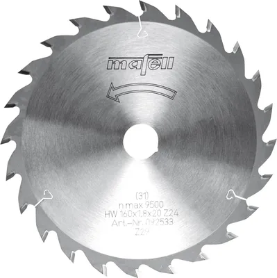 Produktbild von mafell Sägeblatt-HM 160 x 1,2 / 1,8 x 20 mm, Z 24, WZ, für universellen Einsatz in Holz - 092533