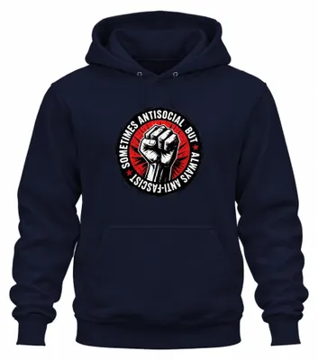 Productafbeelding van Soms asociaal, maar altijd een statement. Sarcasme hoodie, marineblauw, maat XL