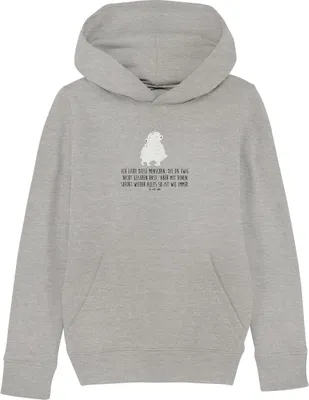Produktbild von Mr. & Mrs. Panda Kinderpullover Eisbär Umarmen 5-6 Jahre (110/116) - Heather Grey - Geschenk, Kapuzenpulli, Hoodie, Hoody, Sweatshirt, Kinderbekleidung, Pullover