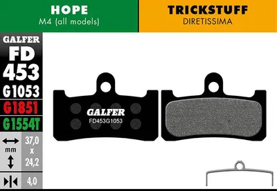Obrázek produktu pro Standardní brzdové destičky pro Hope / Trickstuff - černé
