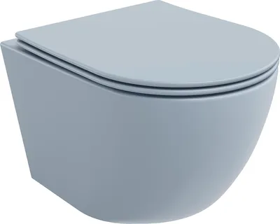 Image de Mexen Lena Cuvette de WC sans rebord avec plaque mince à chute lente, duroplast, gris-bleu mat - 30224069