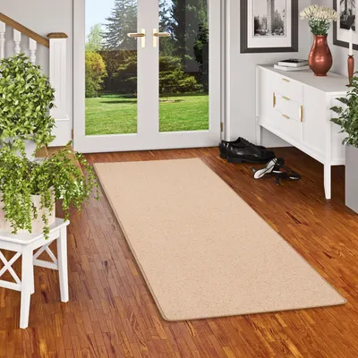 Produktbild von Natur Teppich Läufer Wolle Berber Karamell, Größe:80x320 cm