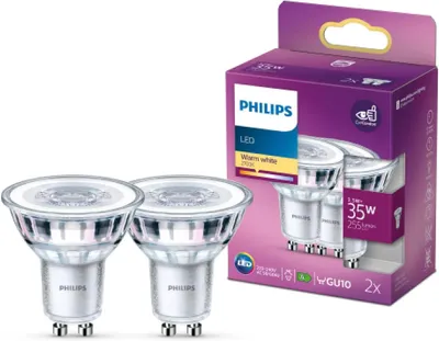 Produktbild von Philips Spot 35W PAR16 GU10 x2, 3,5 W, 35 W, GU10, 255 lm, 15000 h, Warmweiß