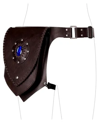 Produktbild von Mittelalterliche Beintasche aus Kunstleder – Verstellbare Cosplay Oberschenkeltasche, Renaissance Gürteltasche für LARP (Dunkelbraun A)