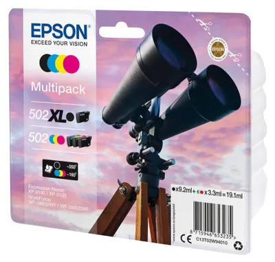 Immagine prodotto di EPSON Multipack 4 colori 502 XL BK SEC (C13T02W94020)