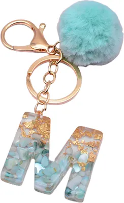 Produktbild von Buchstaben-Anhänger, Plüschball, Schlüsselanhänger, Harz, Pailletten-Schnalle, Schlüsselanhänger, Halter, Charm-Dekoration-M
