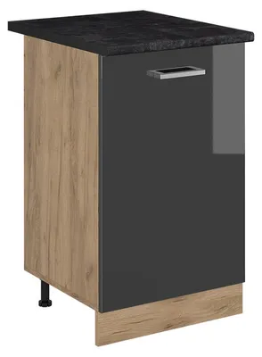 Obrázek produktu pro Spodní skříňka kuchyňské linky Vicco R-Line Antracitový vysoký lesk/Zlatý mocný dub 50 cm pracovná doska antracitová, Model 70299