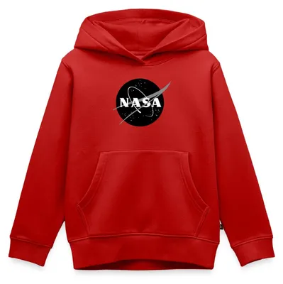 Produktbild von Spreadshirt NASA Classic Logo Schwarz Weiß Kinder Premium Hoodie, 146/152 (10 Jahre), Rot