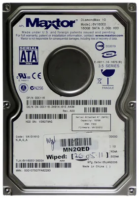 Immagine prodotto di Maxtor DiamondMax 10 6V160E0 da 160 GB, SATA, ID10740