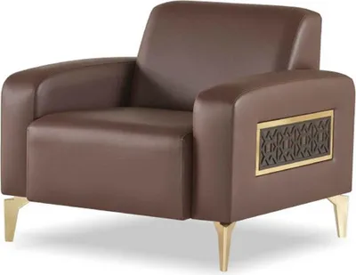 Produktbild von Braune Arbeitszimmer Ledergarnitur Dreisitzer 2x Lehnsessel Couchtisch