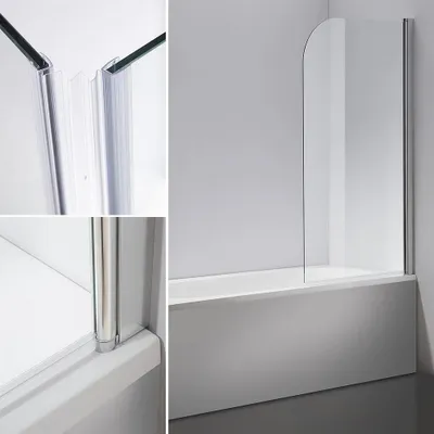 Produktbild von Mucola Duschabtrennung Badewannen Badewannenaufsatz ESG Glas Duschtrennwand  Badewannenfaltwand Duschwand - 140x80cm