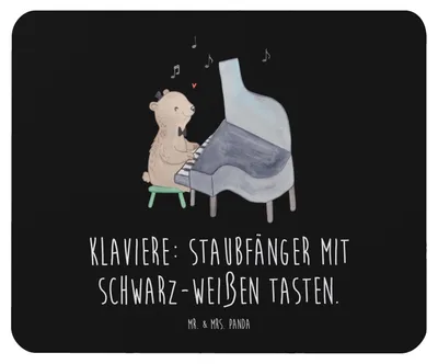 Produktbild von Mr. & Mrs. Panda Mauspad Klavier Staubfänger - Schwarz - Geschenk, Instrumente, Mousepad, Mouse Pad, Musik, Tasteninstrument, mousematte, Klavierspieler, Lernen, Musiker